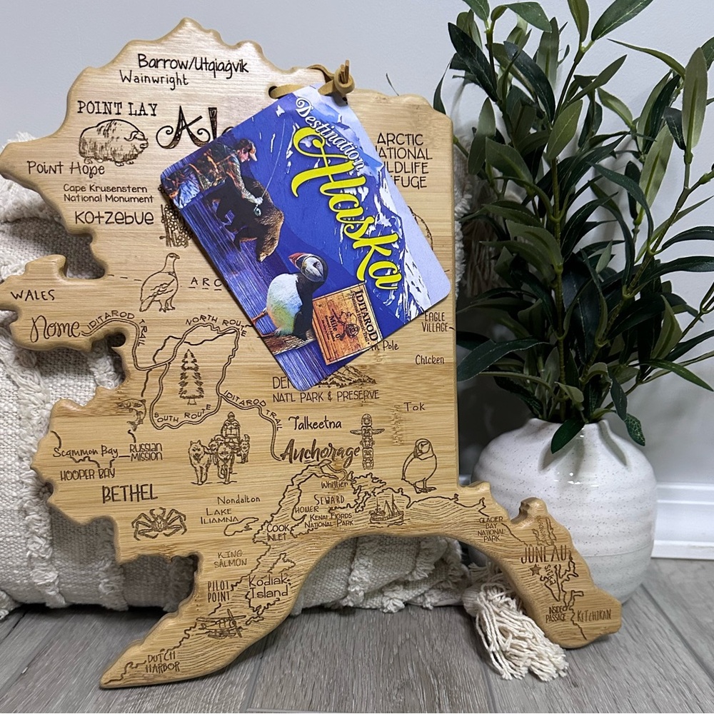 Alaska Shaped Bamboo Wooden Cutting Board
